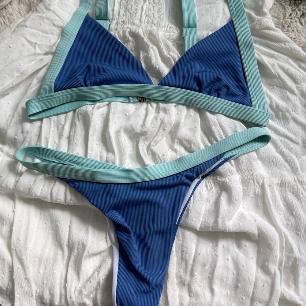 Blue and Teal Bikini Set